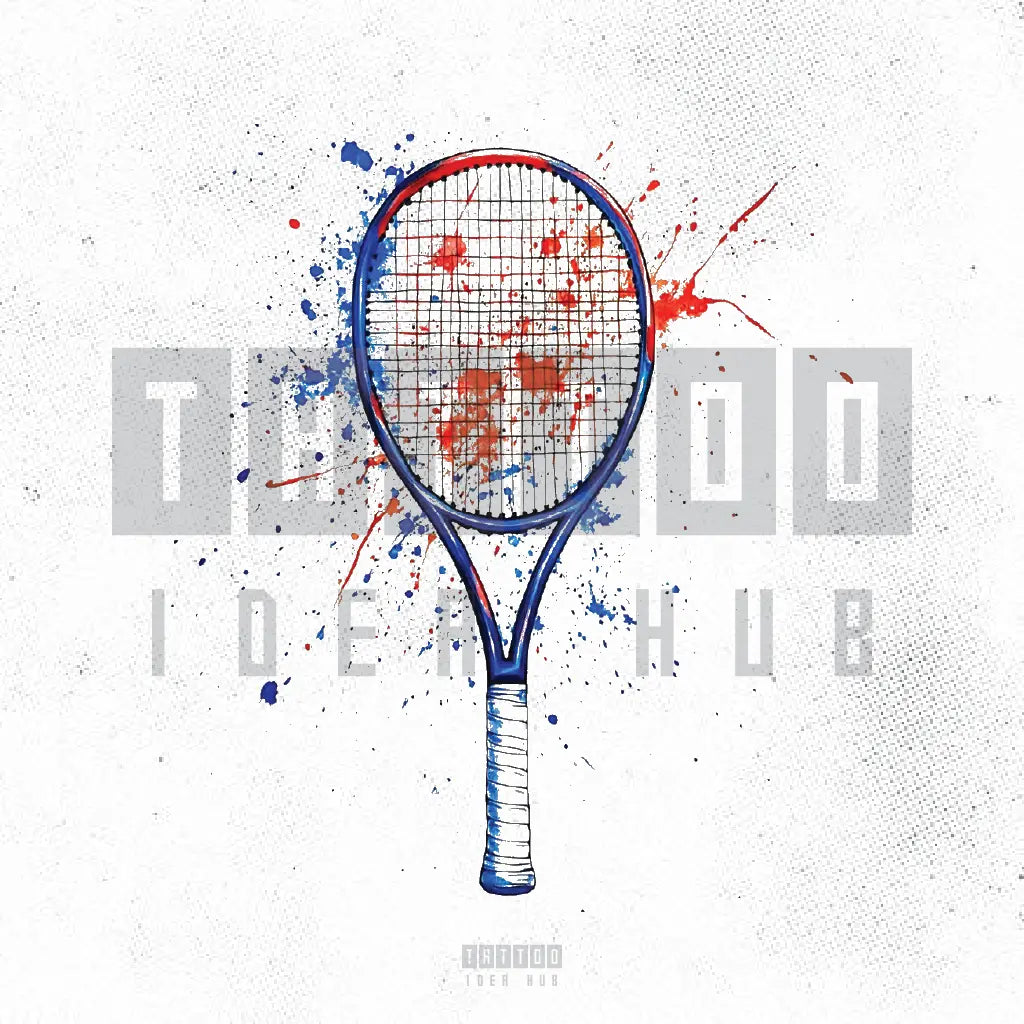 watercolor tennis racket tattoo idea design stencil png