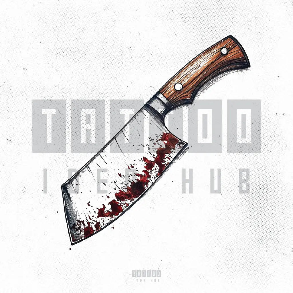chef bloody butcher knife tattoo idea design stencil png