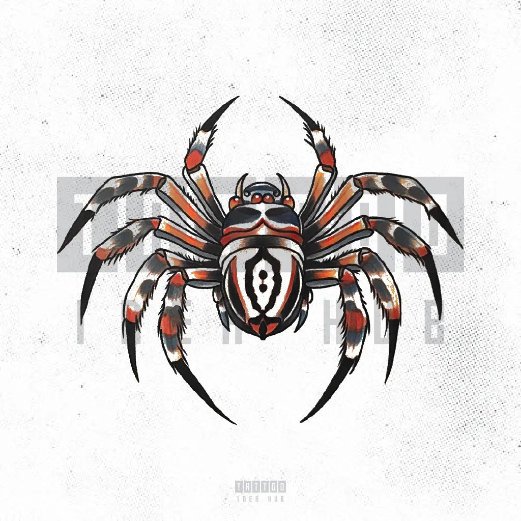 traditional spider tattoo idea design stencil png
