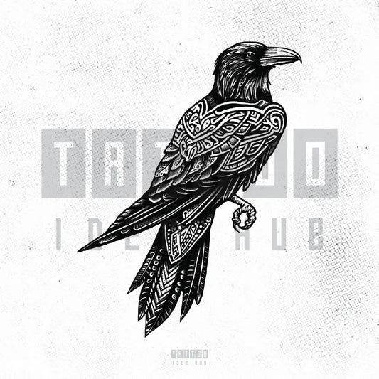 nordic viking raven tattoo idea design stencil png