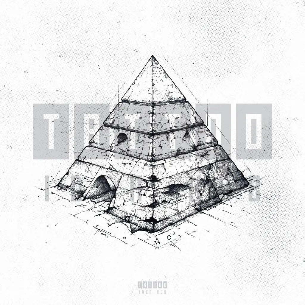 egyptian pyramid outline tattoo idea design stencil png