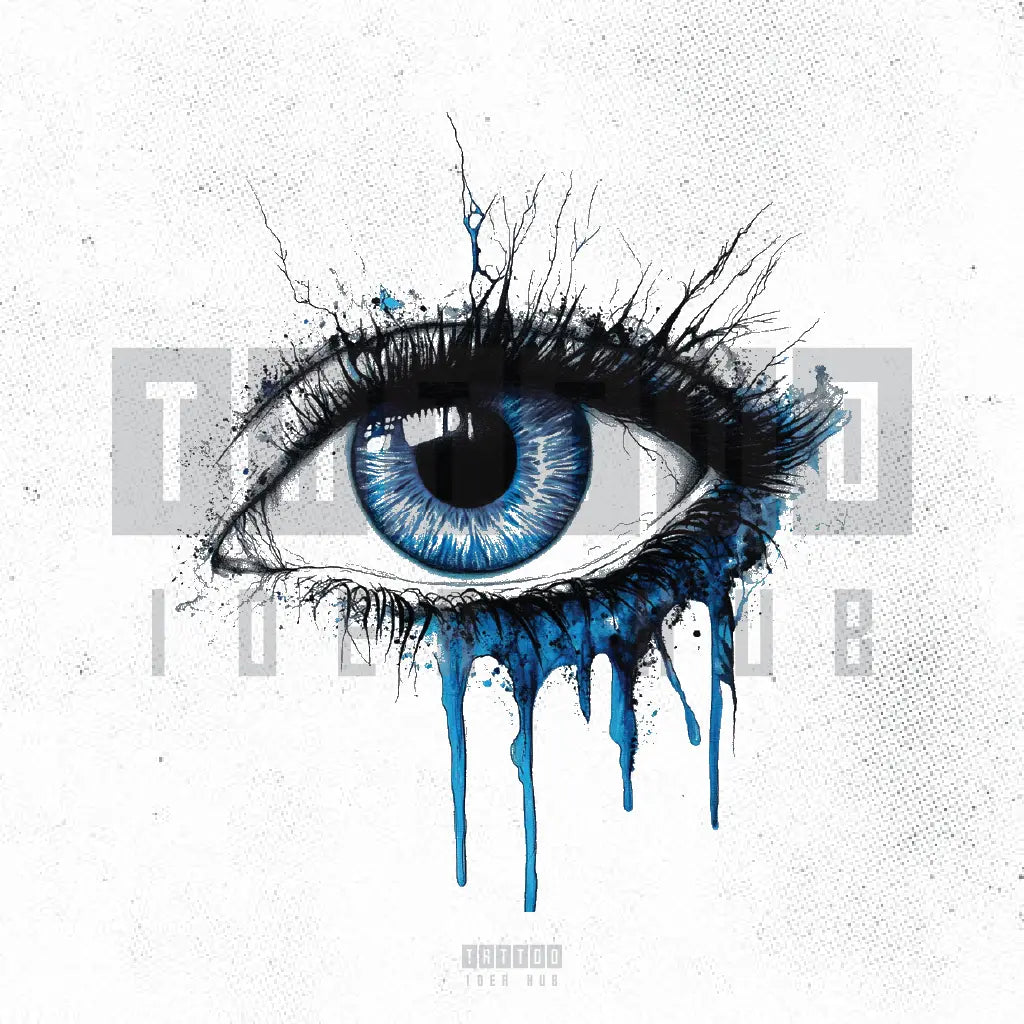 realistic blue evil eye tattoo idea design stencil png