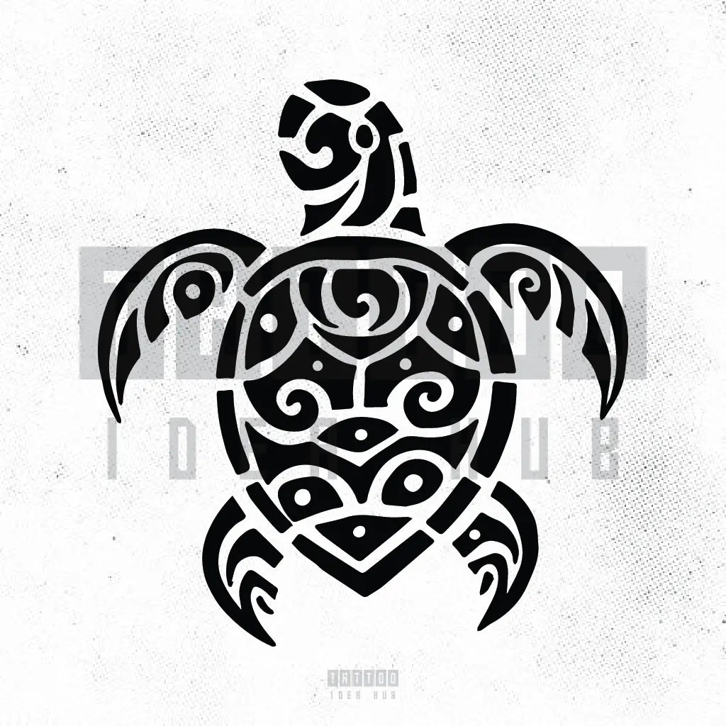 simple tribal polynesian sea turtle tattoo idea design stencil png