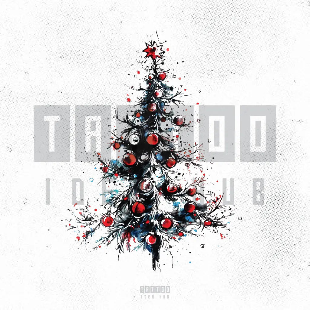 color christmas tree tattoo idea design stencil png