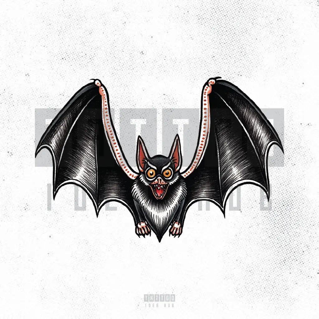 simple traditional bat tattoo idea design stencil png