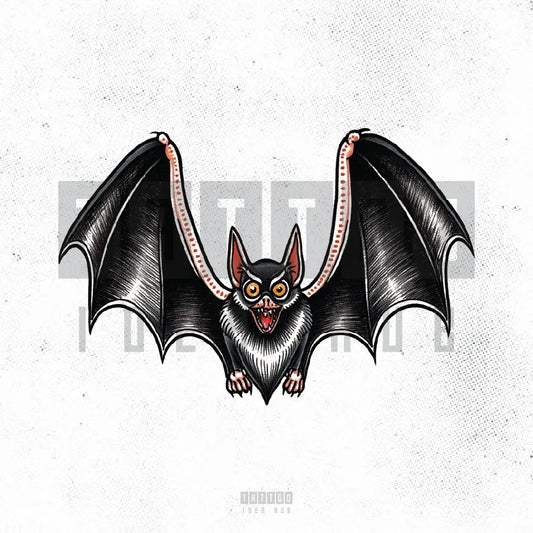 simple traditional bat tattoo idea design stencil png
