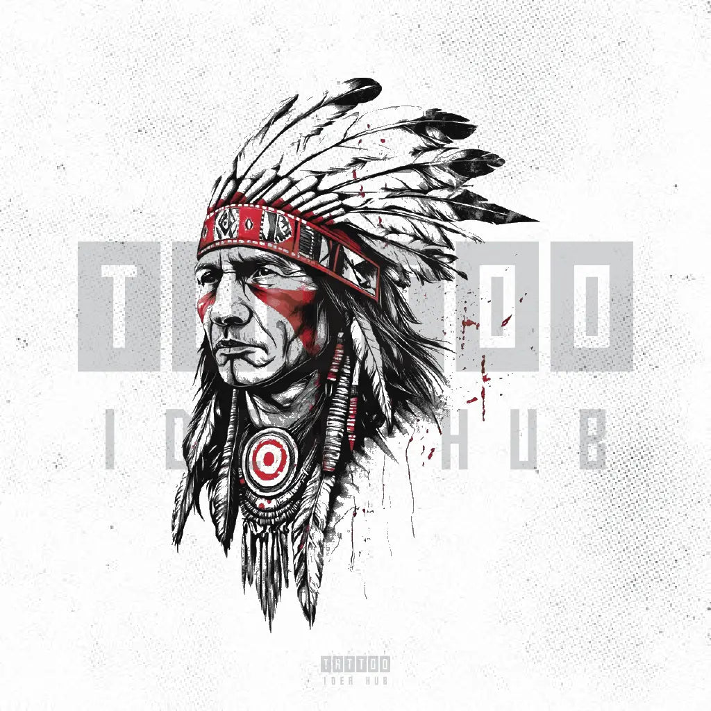 native american portrait tattoo idea design stencil png
