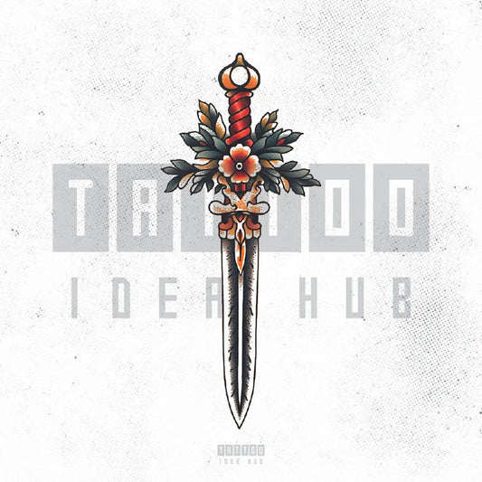 simple traditional dagger tattoo idea design stencil png