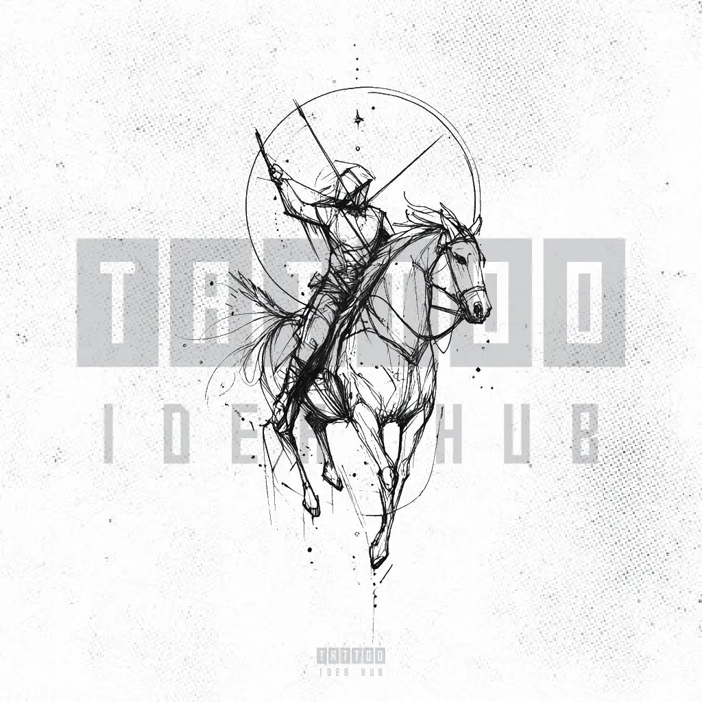 sketchy sagittarius zodiac tattoo idea design stencil png