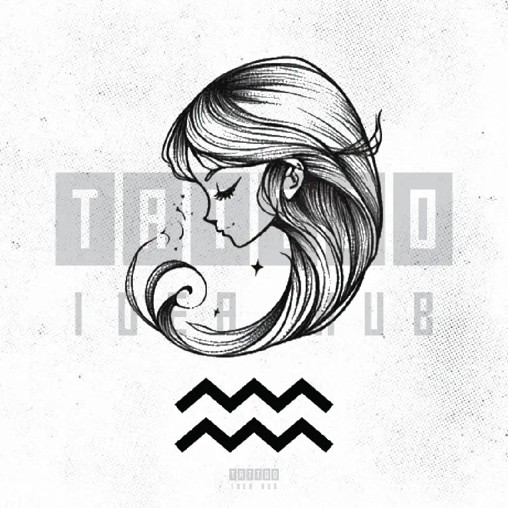 zodiac aquarius symbol astrology tattoo idea design stencil png