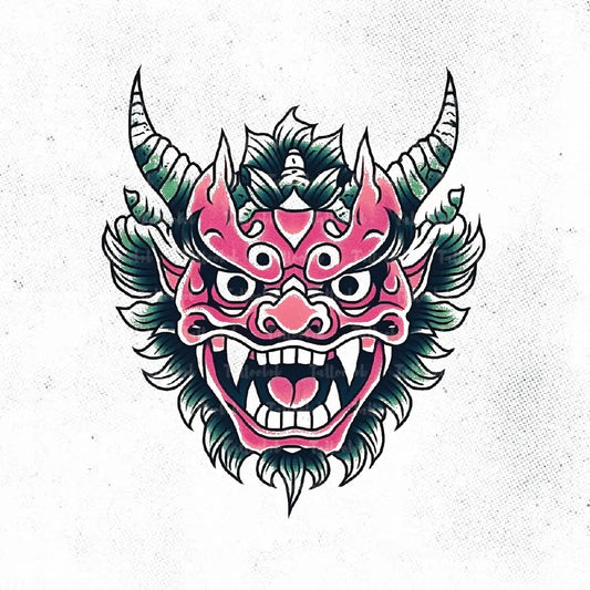 japanese demon tattoo idea design stencil png