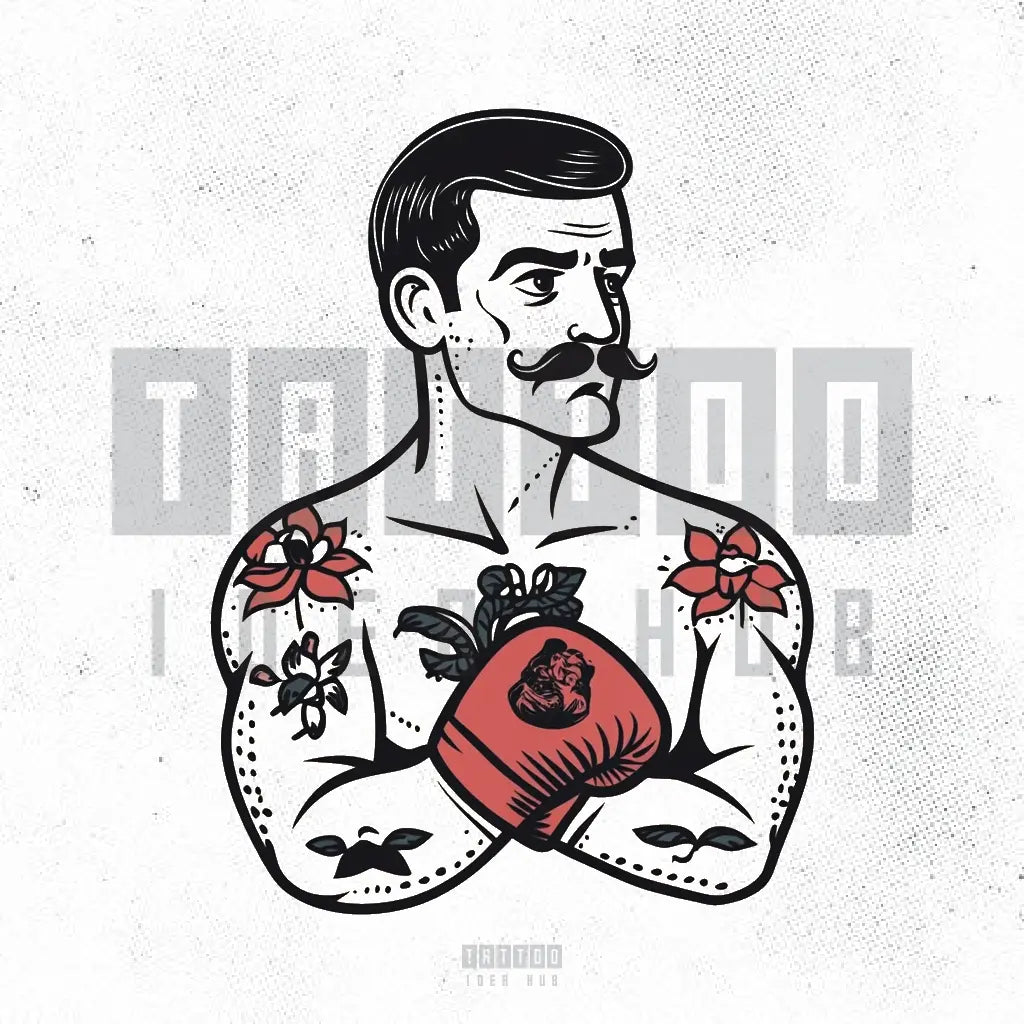 traditional boxer tattoo idea design stencil png