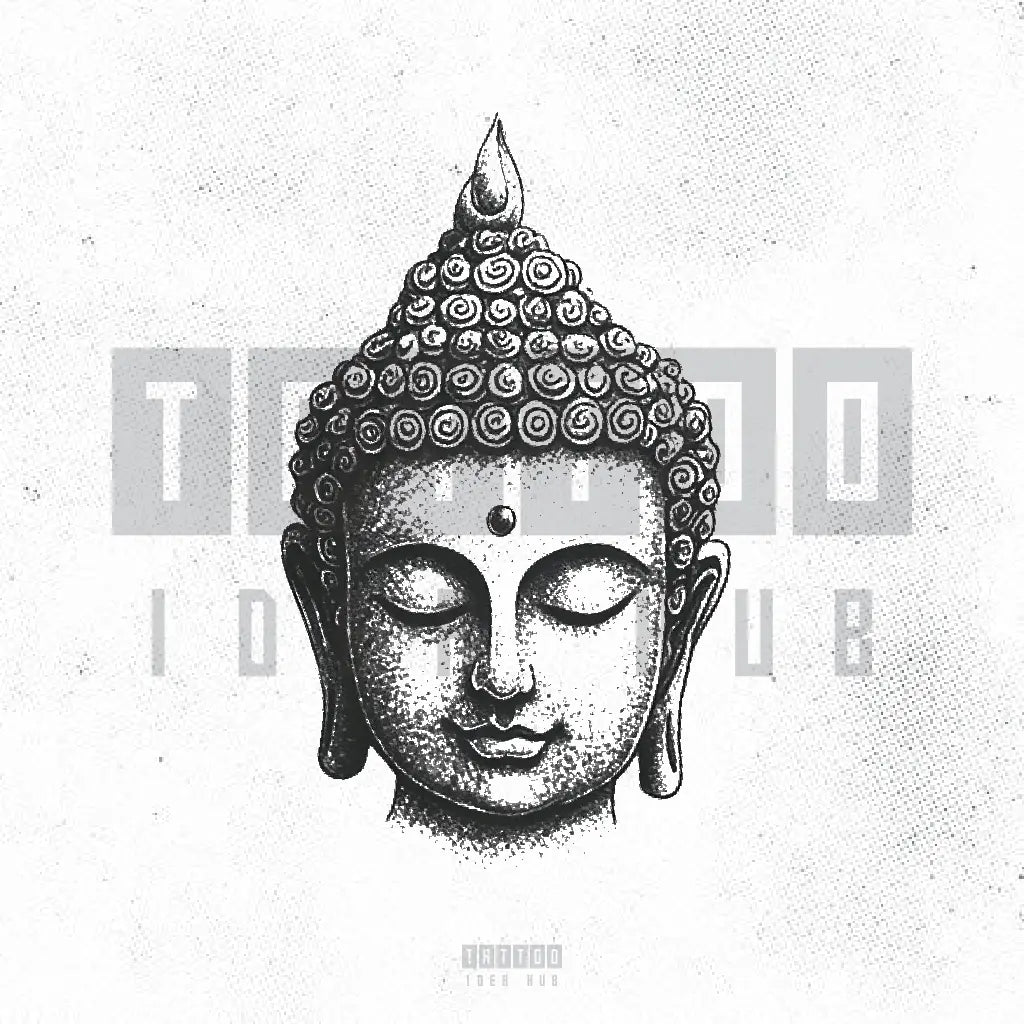simple buddha tattoo idea design stencil png