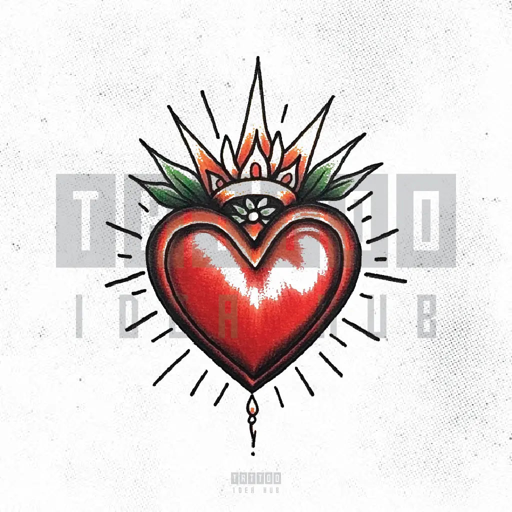 traditional sacred heart tattoo idea design stencil png