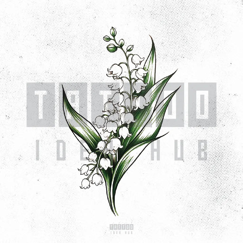 minimalist lily of the valley flower tattoo idea design stencil png