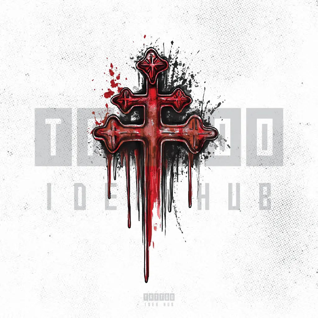 bloody 3 cross tattoo idea design stencil png