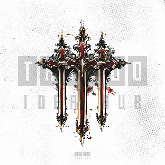 holy 3 cross tattoo idea design stencil png