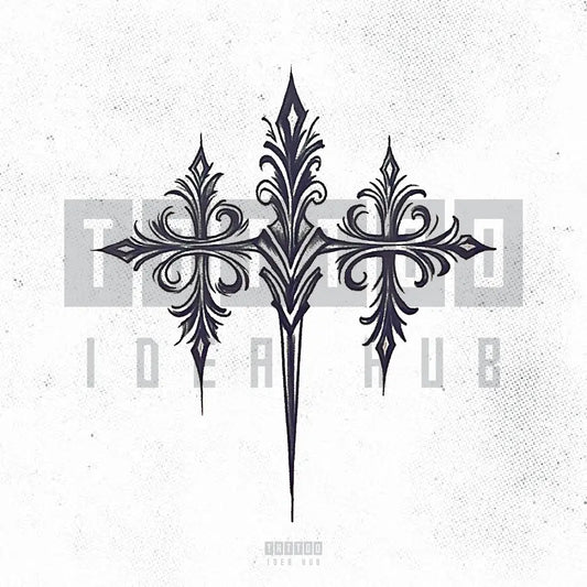 tribal 3 cross tattoo idea design stencil png