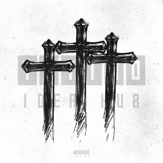 blackwork 3 cross tattoo idea design stencil png