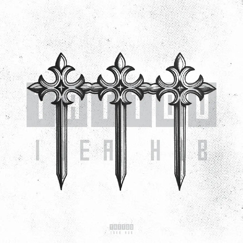 celtic 3 cross tattoo idea design stencil png