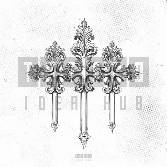 catholic 3 cross tattoo idea design stencil png