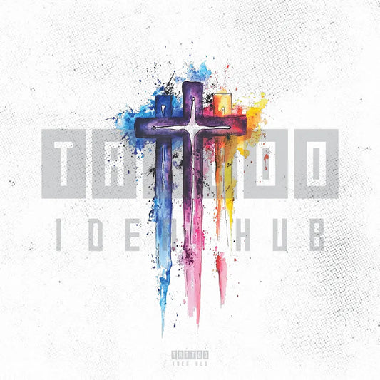 colorful 3 cross tattoo idea design stencil png