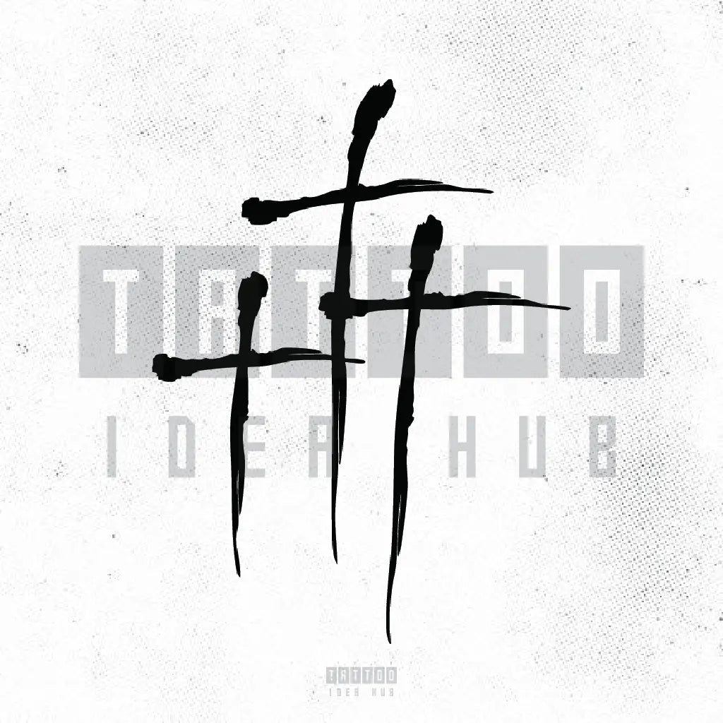 minimalist 3 cross tattoo idea design stencil png