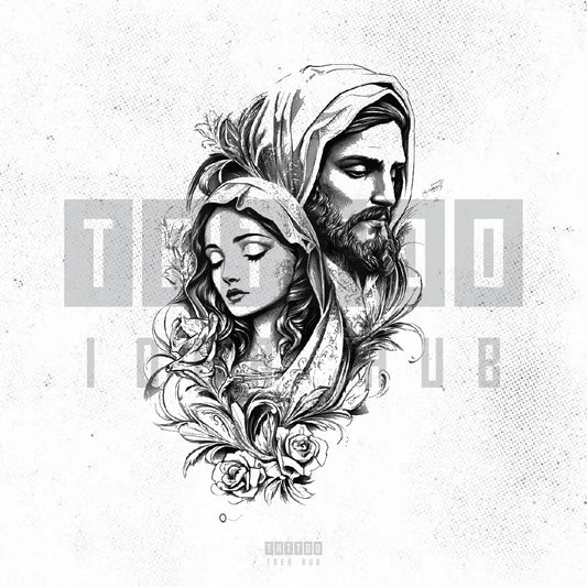 san judas and virgin mary tattoo idea design stencil png
