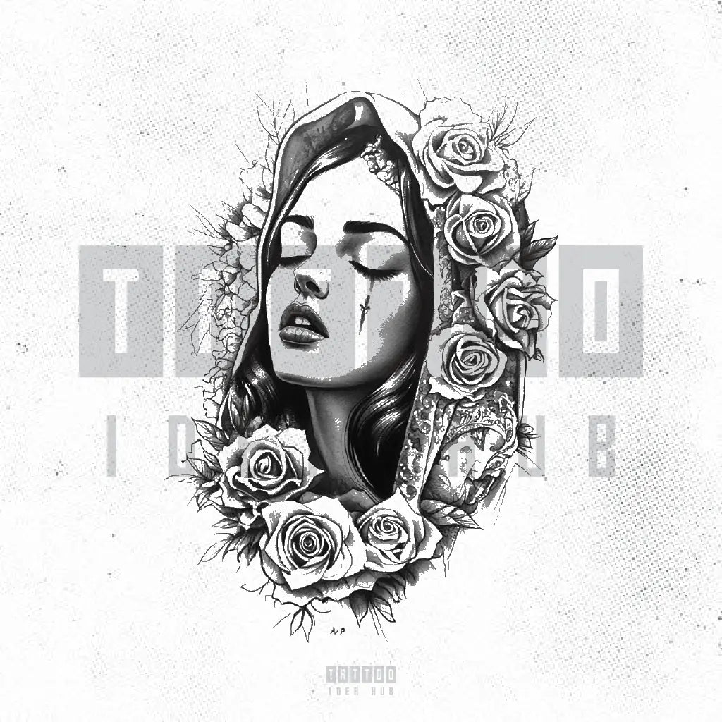 chicano virgin mary tattoo idea design stencil png
