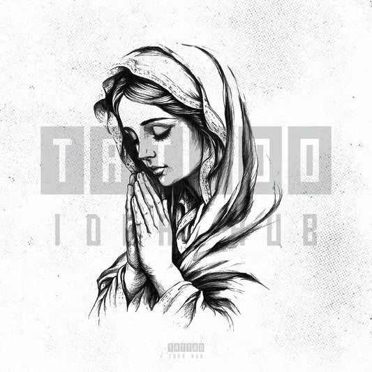 virgin mary praying tattoo idea design stencil png