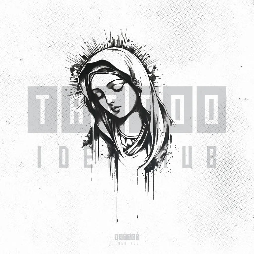 virgin mary hand tattoo idea design stencil png