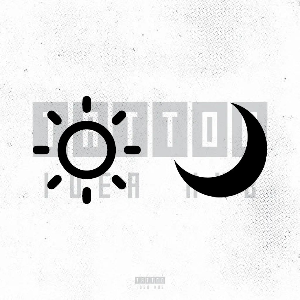simple small sun and moon tattoo idea design stencil png