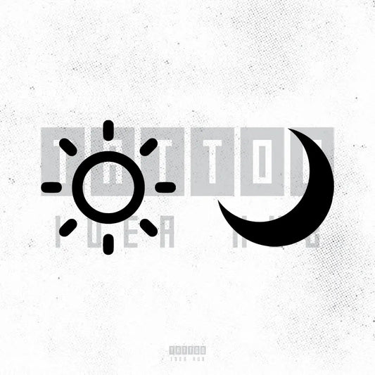 simple small sun and moon tattoo idea design stencil png