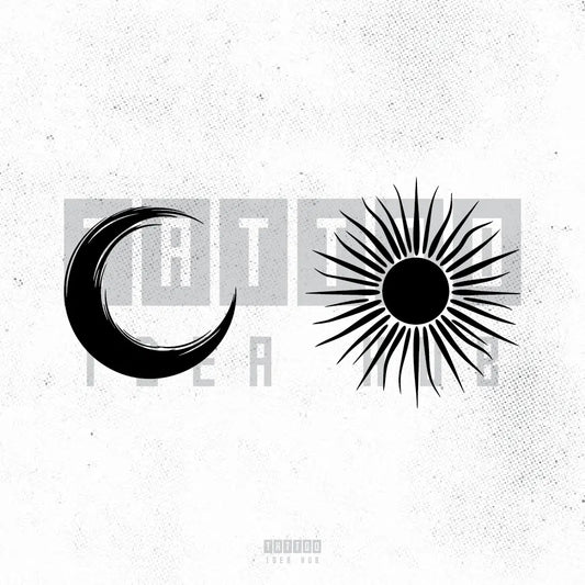couples sun and moon tattoo idea design stencil png