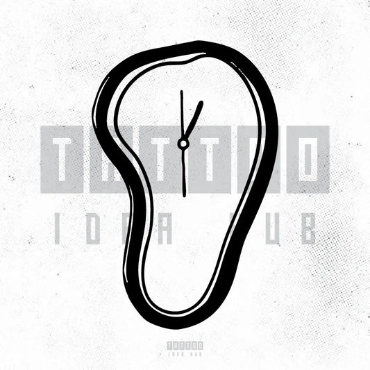 melting clock tattoo idea design stencil png