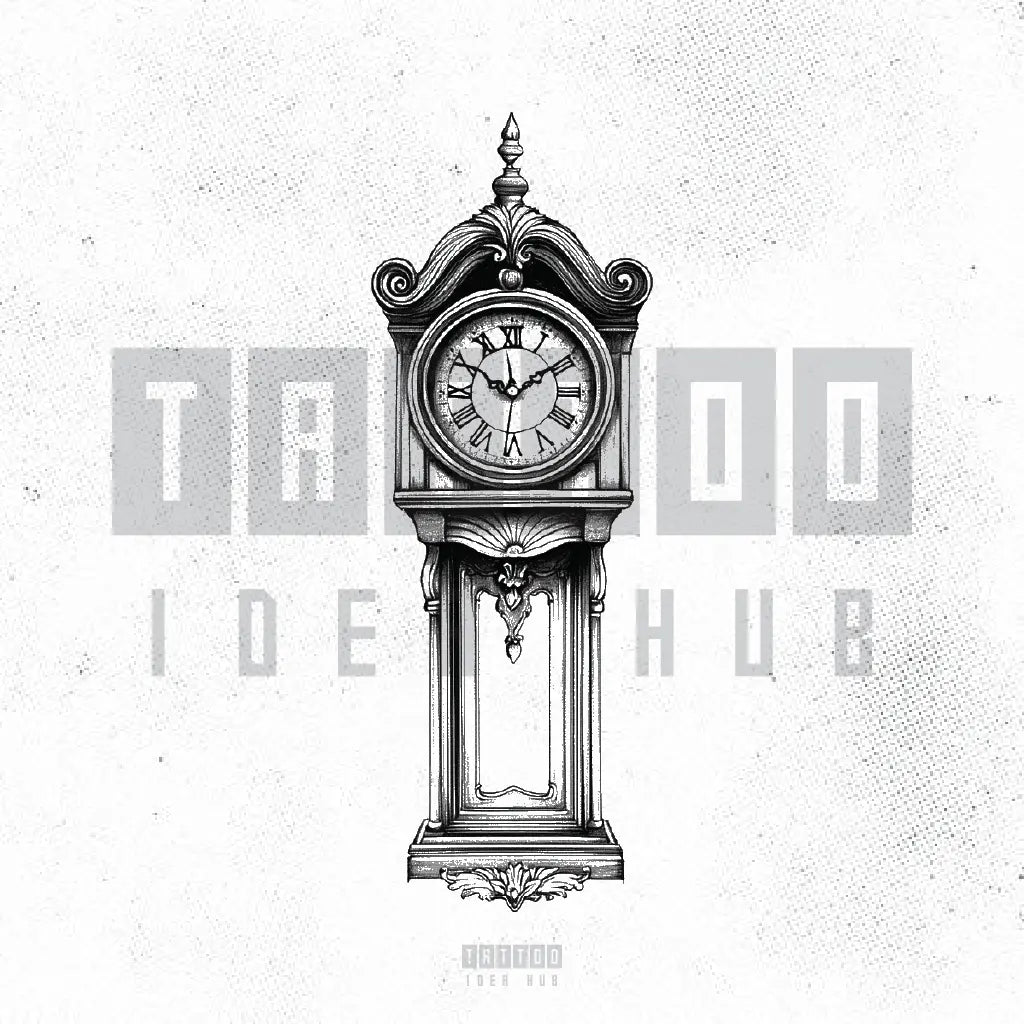 grandfather clock tattoo idea design stencil png