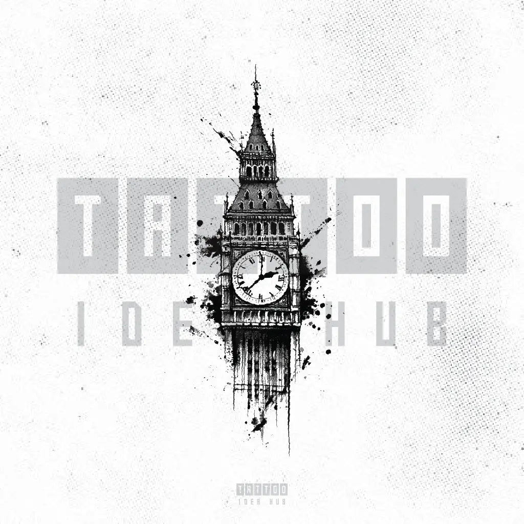 clock tower tattoo idea design stencil png