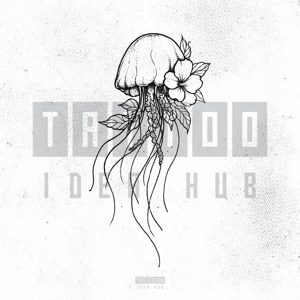 jellyfish flower tattoo idea design stencil png