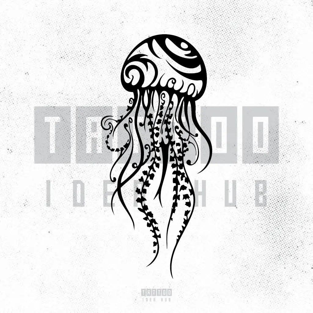 tribal jellyfish tattoo idea design stencil png