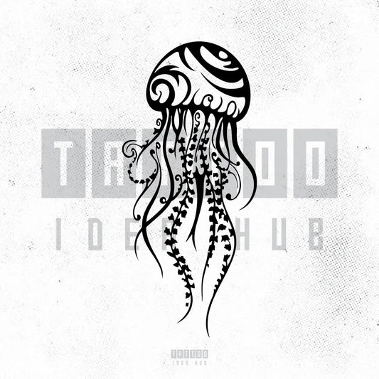 tribal jellyfish tattoo idea design stencil png