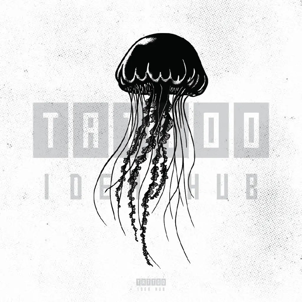 black and white jellyfish tattoo idea design stencil png