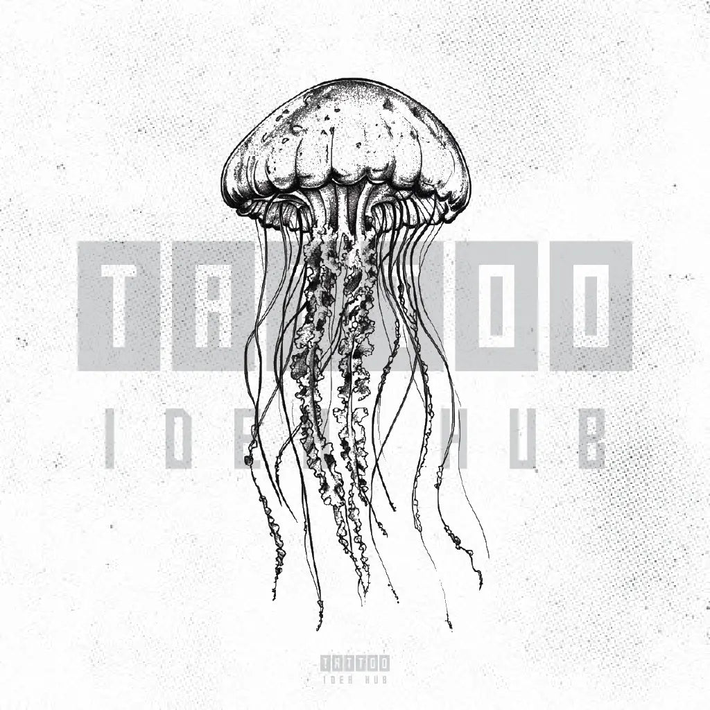 realistic jellyfish tattoo idea design stencil png