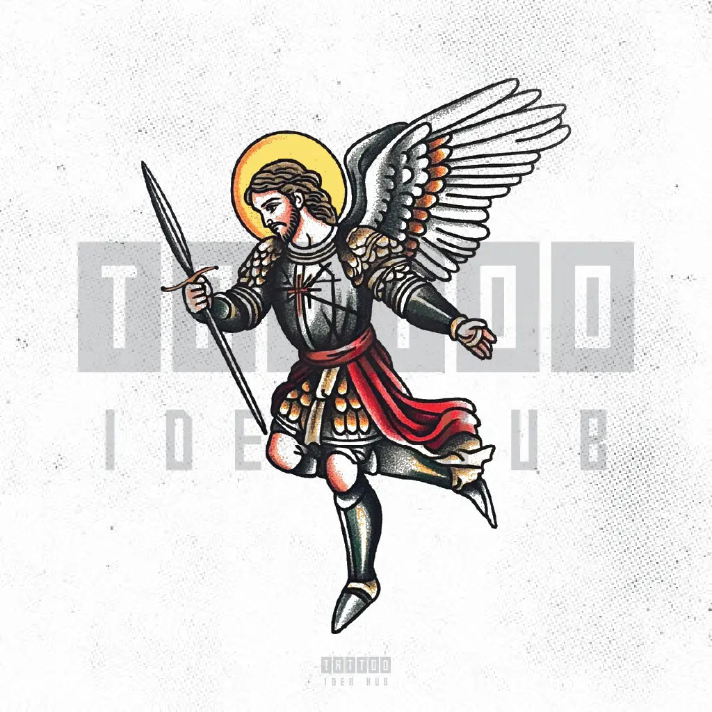 st michael traditional tattoo idea design drawing stencil png