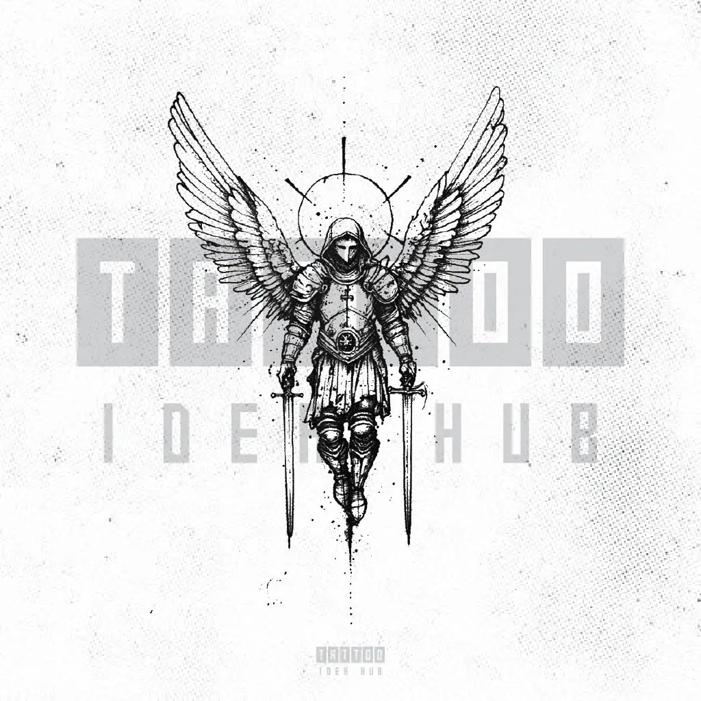 st michael the archangel tattoo idea design drawing stencil png