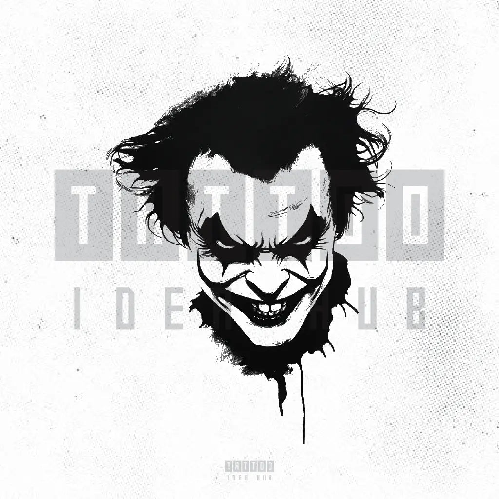 black and white joker tattoo idea design drawing stencil png