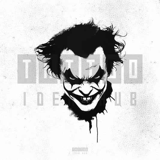black and white joker tattoo idea design drawing stencil png