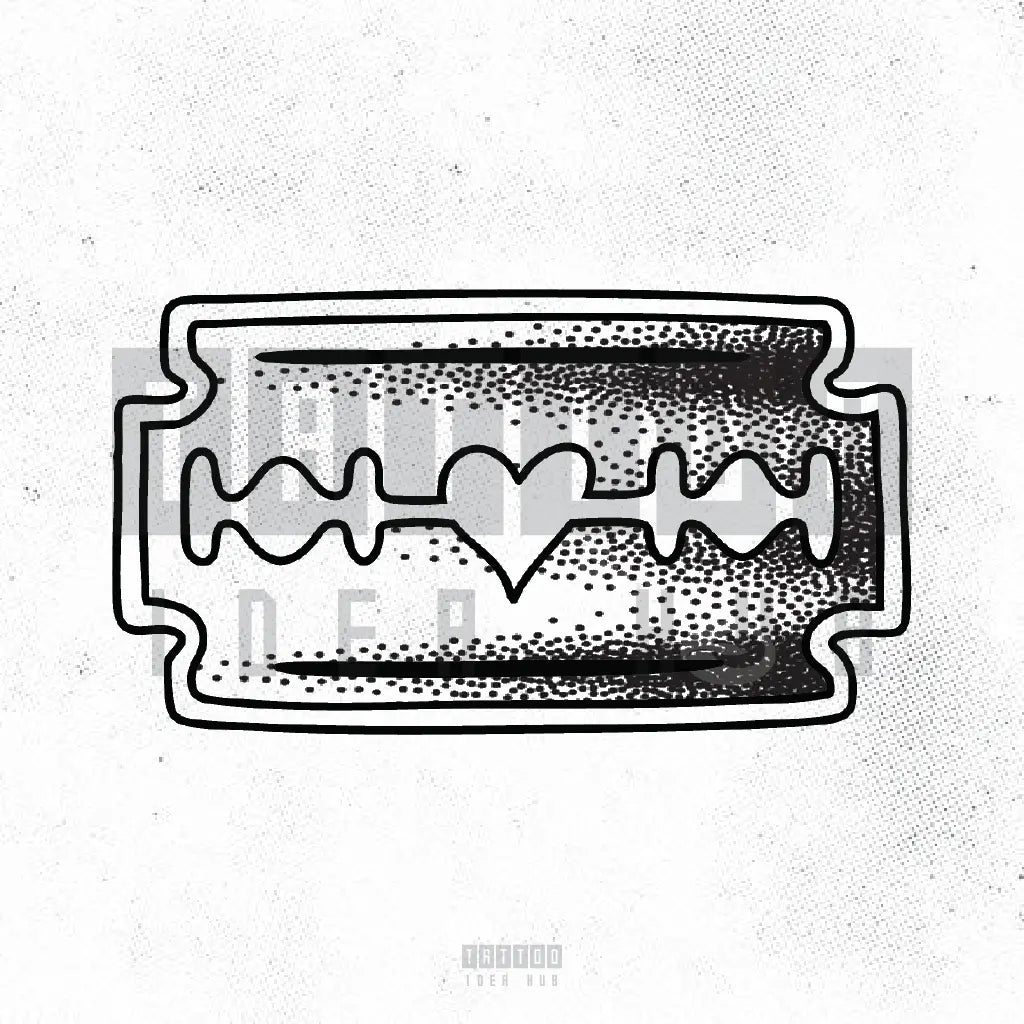 Draw Doted Razorblade Dotted Razor Blade Outline Tattoo Design Stencil – Tattoobnb