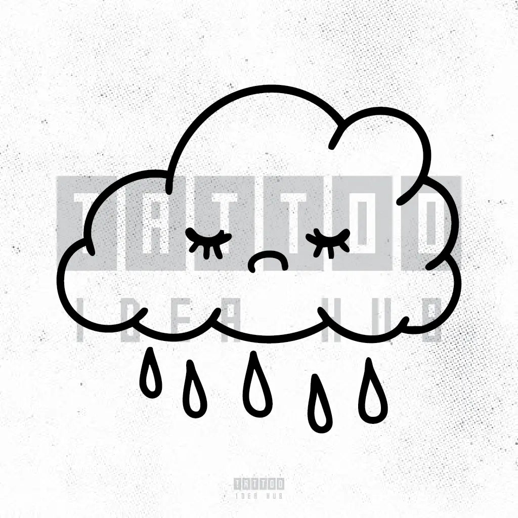 simple sad cloud outline tattoo idea design drawing stencil png