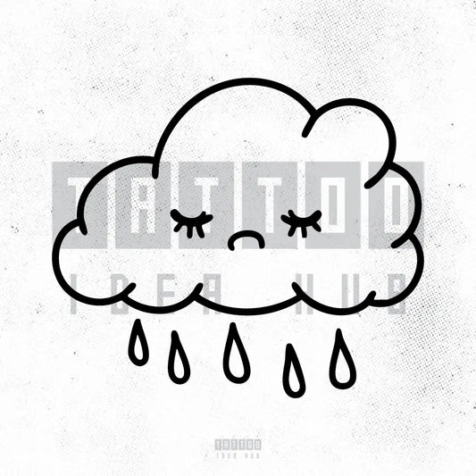 simple sad cloud outline tattoo idea design drawing stencil png