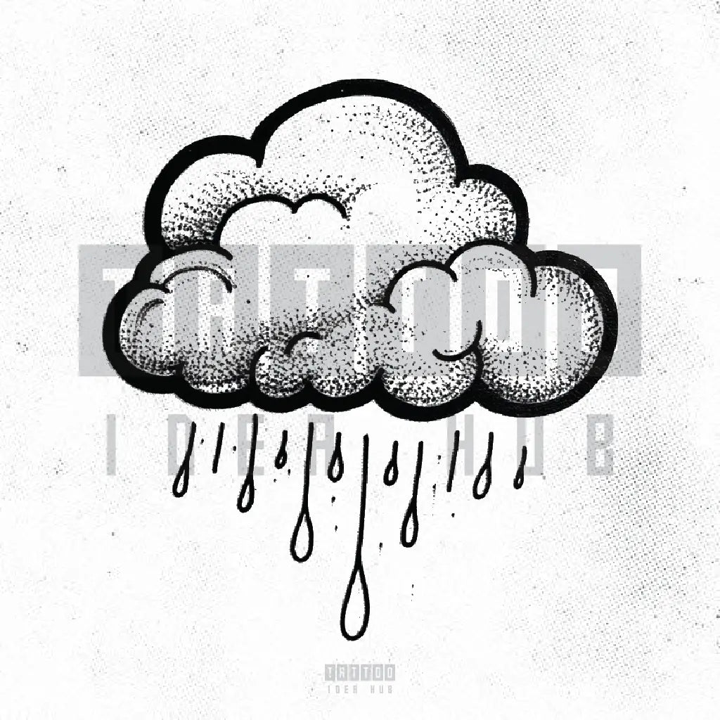dotted rainy cloud tattoo idea design drawing stencil png